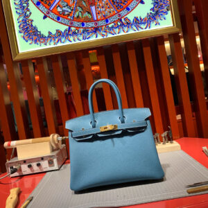 hm0583 Hermes Birkin Top Handle Bag Denim Blue Blue