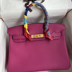 hm0587 Hermes Birkin Top Handle Bag Rose Purple Purple Gold Hardware