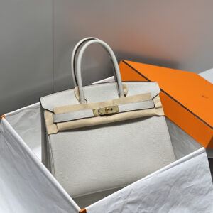 hm0588 Hermes Birkin Top Handle Bag Pearl Gray Gray Gold Hardware