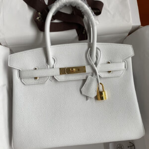 hm0590 Hermes Birkin Top Handle Bag White Gold Hardware