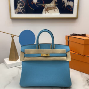 hm0592 Hermes Birkin Top Handle Bag White Blue