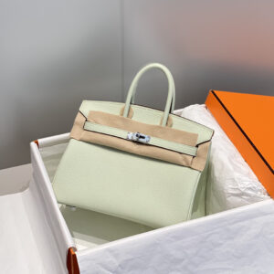 hm0604 Hermes Birkin Top Handle Bag Green Silver Hardware