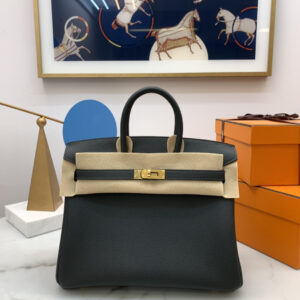 hm0605 Hermes Birkin Top Handle Bag Green Gray Gold Hardware