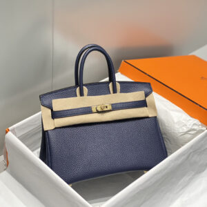 hm0610 Hermes Birkin Top Handle Bag Blue Navy Blue Gold Hardware