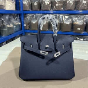hm0611 Hermes Birkin Top Handle Bag Blue Navy Blue Silver Hardware