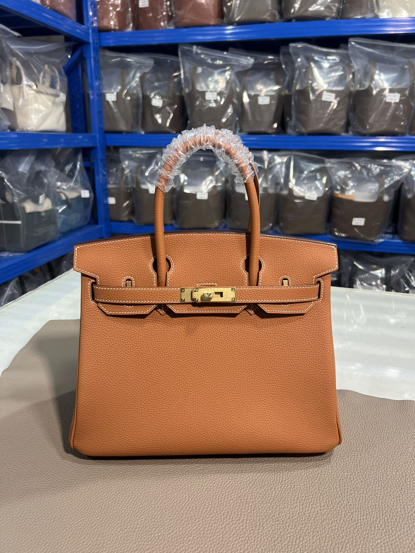 hm0617 Hermes Birkin Top Handle Bag Gold Brown Gold Brown Brown Gold Hardware