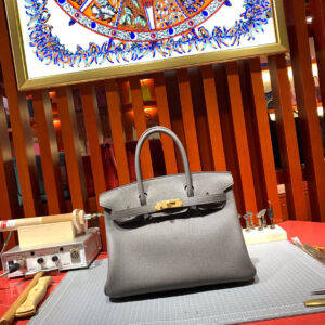 hm0619 Hermes Birkin Top Handle Bag Etain Gray Gray
