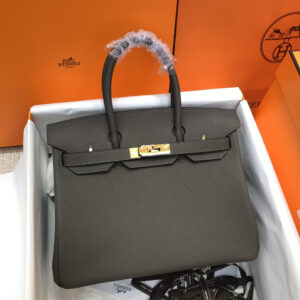 hm0622 Hermes Birkin Top Handle Bag Etain Gray Gray Silver Hardware