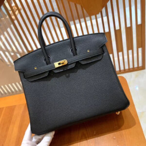 hm0632 Hermes Birkin Top Handle Bag Black Gold Hardware