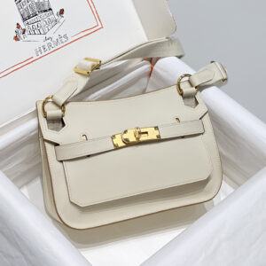 hm0665 Hermes Jypsiere Top Handle Bag Milkshake White White Silver Hardware