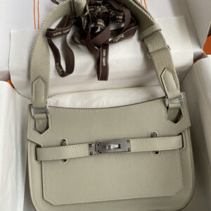 hm0666 Hermes Jypsiere Top Handle Bag Cement Gray Gray Silver Hardware