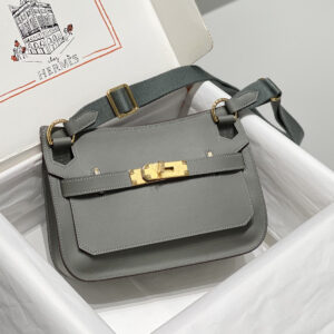 hm0667 Hermes Jypsiere Top Handle Bag Gray Silver Hardware
