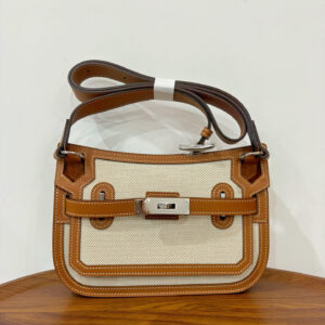 hm0674 Hermes Jypsiere Top Handle Bag Gold Brown Brown Silver Hardware