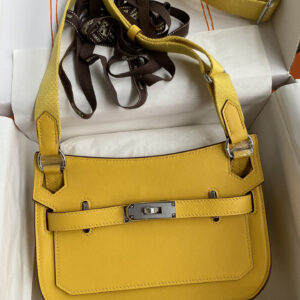 hm0677 Hermes Jypsiere Top Handle Bag Yellow Silver Hardware