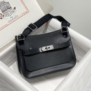 hm0678 Hermes Jypsiere Top Handle Bag Black Silver Hardware