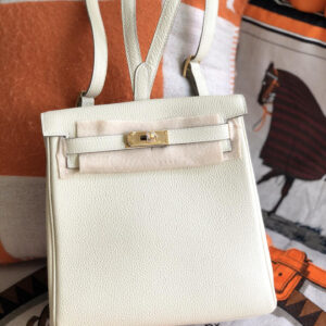 hm0860 Hermes Kelly Top Handle Bag Milkshake White White Silver Hardware