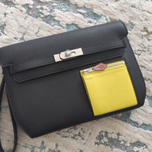 hm0861 Hermes Kelly Top Handle Bag Milkshake White Gold Brown Gold Brown Silver Hardware