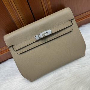hm0864 Hermes Kelly Top Handle Bag Tourterelle Gray Gray Silver Hardware