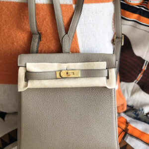 hm0870 Hermes Kelly Top Handle Bag Gray Silver Hardware