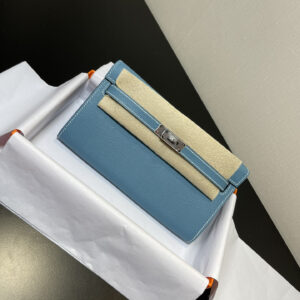 hm0871 Hermes Kelly Top Handle Bag Denim Blue Blue