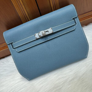 hm0873 Hermes Kelly Top Handle Bag Denim Blue Blue Silver Hardware