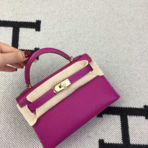 hm0874 Hermes Kelly Top Handle Bag Rose Purple Purple Silver Hardware