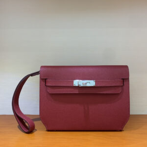 hm0888 Hermes Kelly Top Handle Bag Red Burgundy Silver Hardware