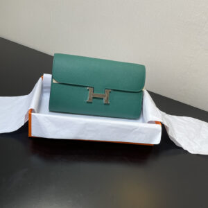 hm0891 Hermes Kelly Top Handle Bag Green Silver Hardware