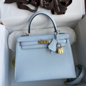 hm0894 Hermes Kelly Top Handle Bag Blue Gold Hardware