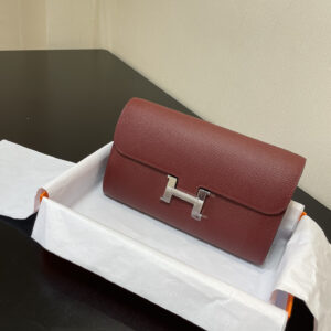 hm0898 Hermes Kelly Top Handle Bag Burgundy Red Silver Hardware