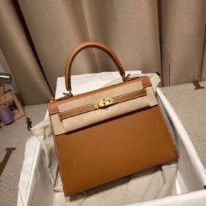 hm0903 Hermes Kelly Top Handle Bag Gold Brown Gold Brown Brown Gold Hardware