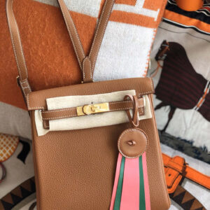 hm0904 Hermes Kelly Top Handle Bag Gold Brown Gold Brown Brown Silver Hardware