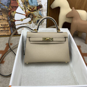 hm0909 Hermes Kelly Top Handle Bag Trench Gray Gray Gold Hardware