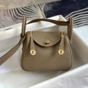 hm0937 Hermes Lindy Top Handle Bag Etoupe Gray Gray Silver Hardware