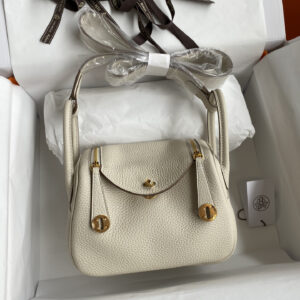 hm0938 Hermes Lindy Top Handle Bag Milkshake White White Gold Hardware