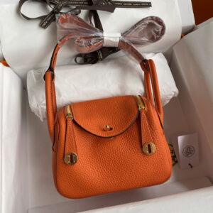 hm0942 Hermes Lindy Top Handle Bag Orange Gold Hardware