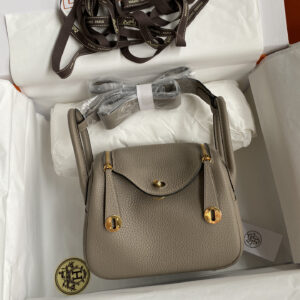 hm0944 Hermes Lindy Top Handle Bag Gray Gold Hardware