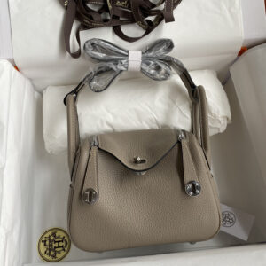 hm0945 Hermes Lindy Top Handle Bag Gray Silver Hardware