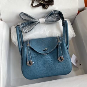 hm0947 Hermes Lindy Top Handle Bag Denim Blue Blue Silver Hardware