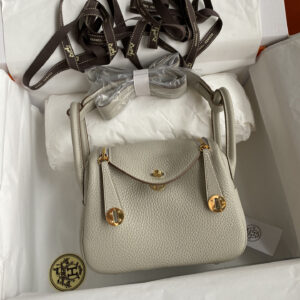 hm0948 Hermes Lindy Top Handle Bag Pearl Gray Gray Gold Hardware