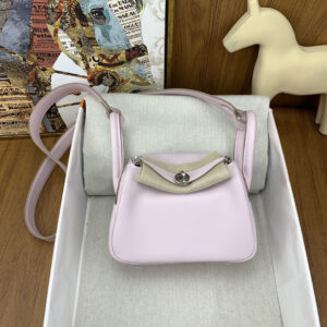 hm0950 Hermes Lindy Top Handle Bag White Purple Pink Silver Hardware