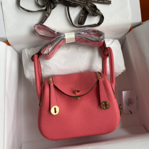 hm0951 Hermes Lindy Top Handle Bag Pink Gold Hardware