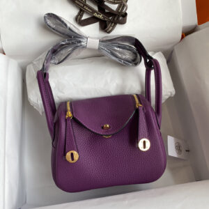 hm0953 Hermes Lindy Top Handle Bag Purple Gold Hardware
