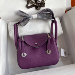 hm0954 Hermes Lindy Top Handle Bag Purple Silver Hardware
