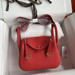 hm0955 Hermes Lindy Top Handle Bag Red Gold Hardware