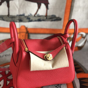 hm0956 Hermes Lindy Top Handle Bag Red Silver Hardware