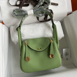 hm0957 Hermes Lindy Top Handle Bag Green Gold Hardware
