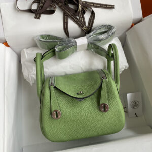 hm0958 Hermes Lindy Top Handle Bag Green Silver Hardware