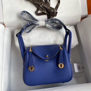 hm0961 Hermes Lindy Top Handle Bag Blue Gold Hardware
