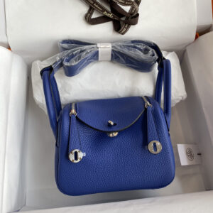 hm0962 Hermes Lindy Top Handle Bag Blue Silver Hardware